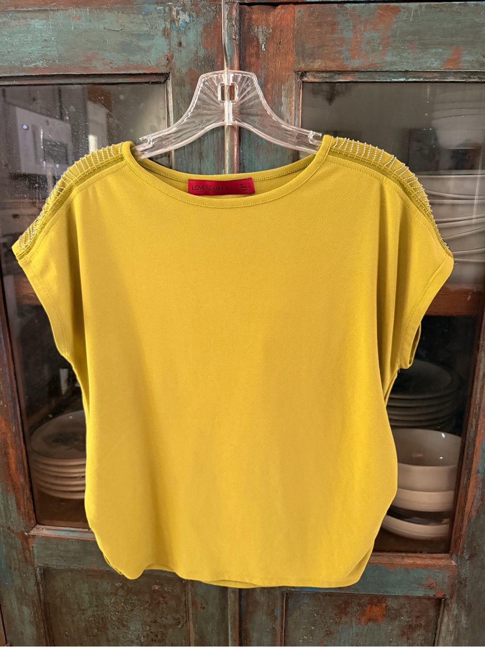 Chartreuse Short Sleeve Knit Top